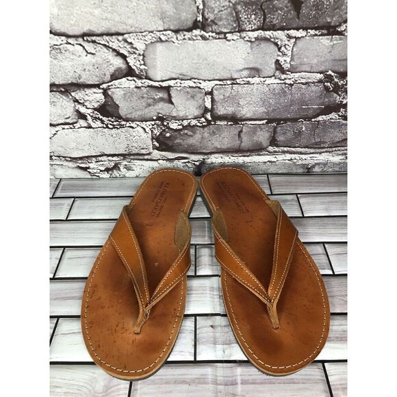 Klimatsakis Brown Leather Casual Flip Flops Greek Thong Sandals Women Sz 41EU - Picture 3 of 16